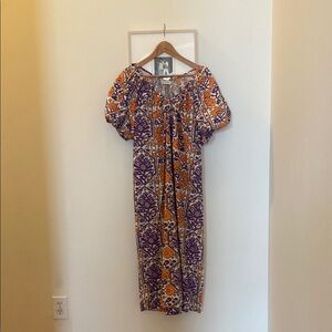 RHODE Blue and Orange Puff Sleeve Sundress